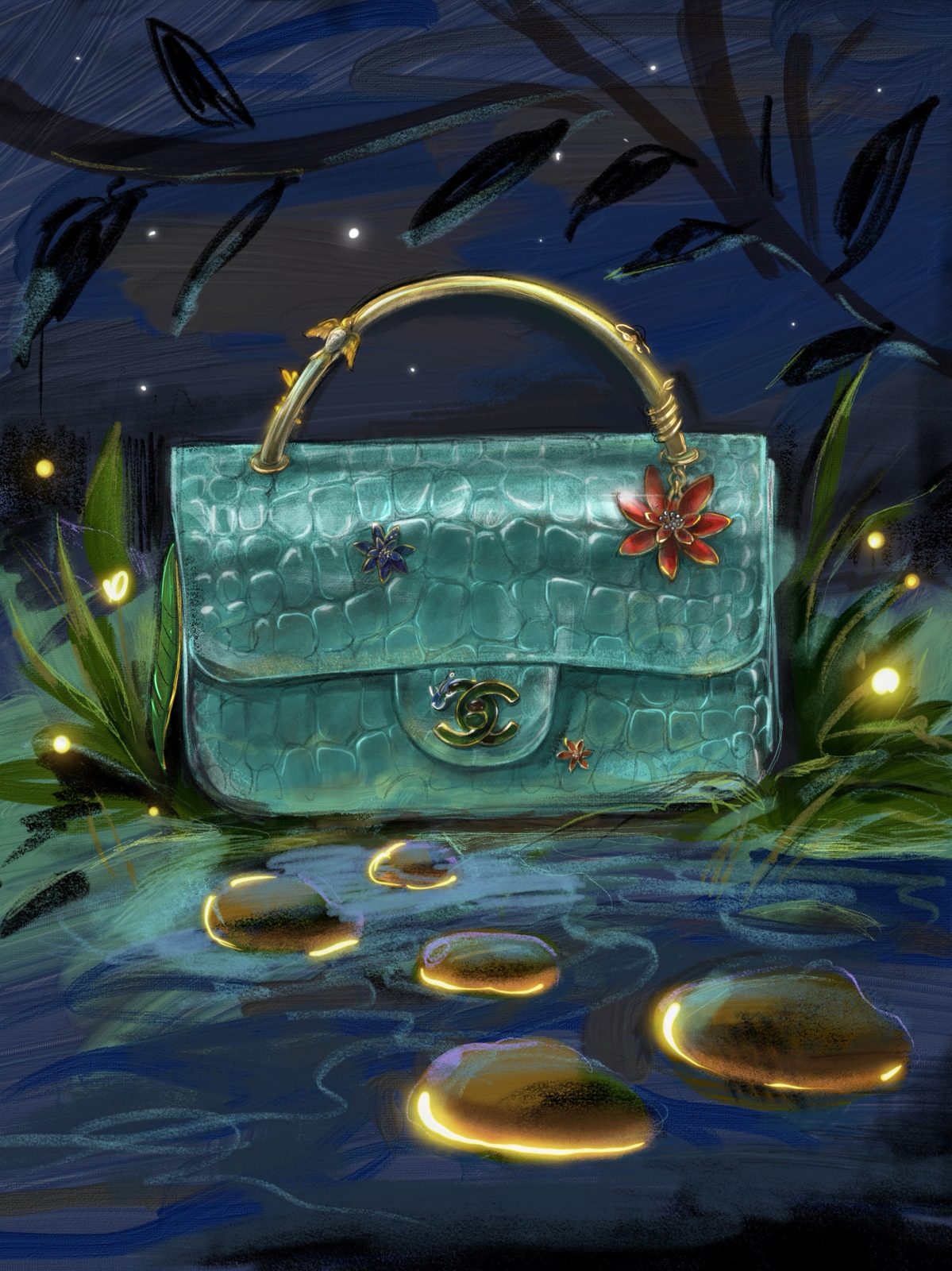 The painting — a bag that glows at night